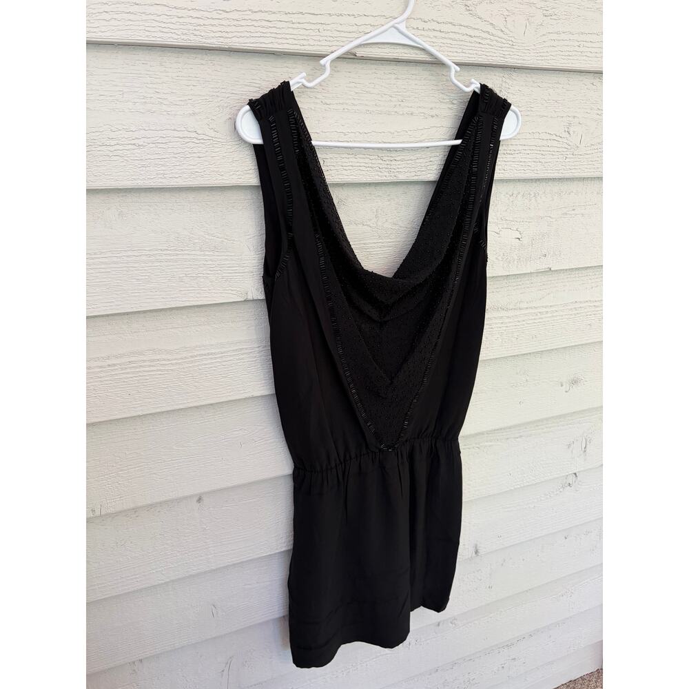 Banana Republic Black 100% Silk Embellished Deep V Mini Dress – Size 4 - Picture 3 of 8